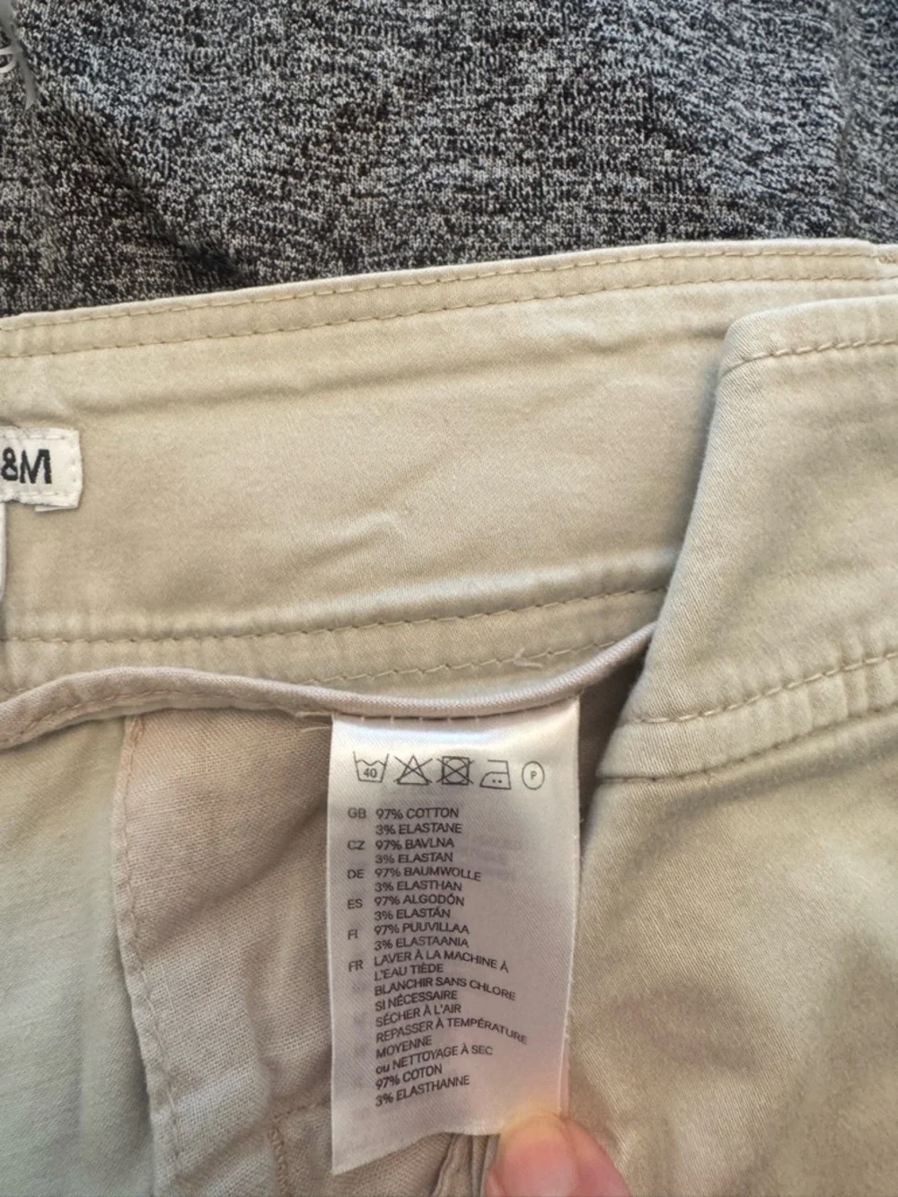 H&M Beige High-Rise Button Pocket Shorts